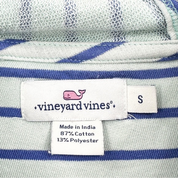 VINEYARD VINES Hoodie Striped Pullover Sweater Cotton Green Blue - Picture 5 of 6